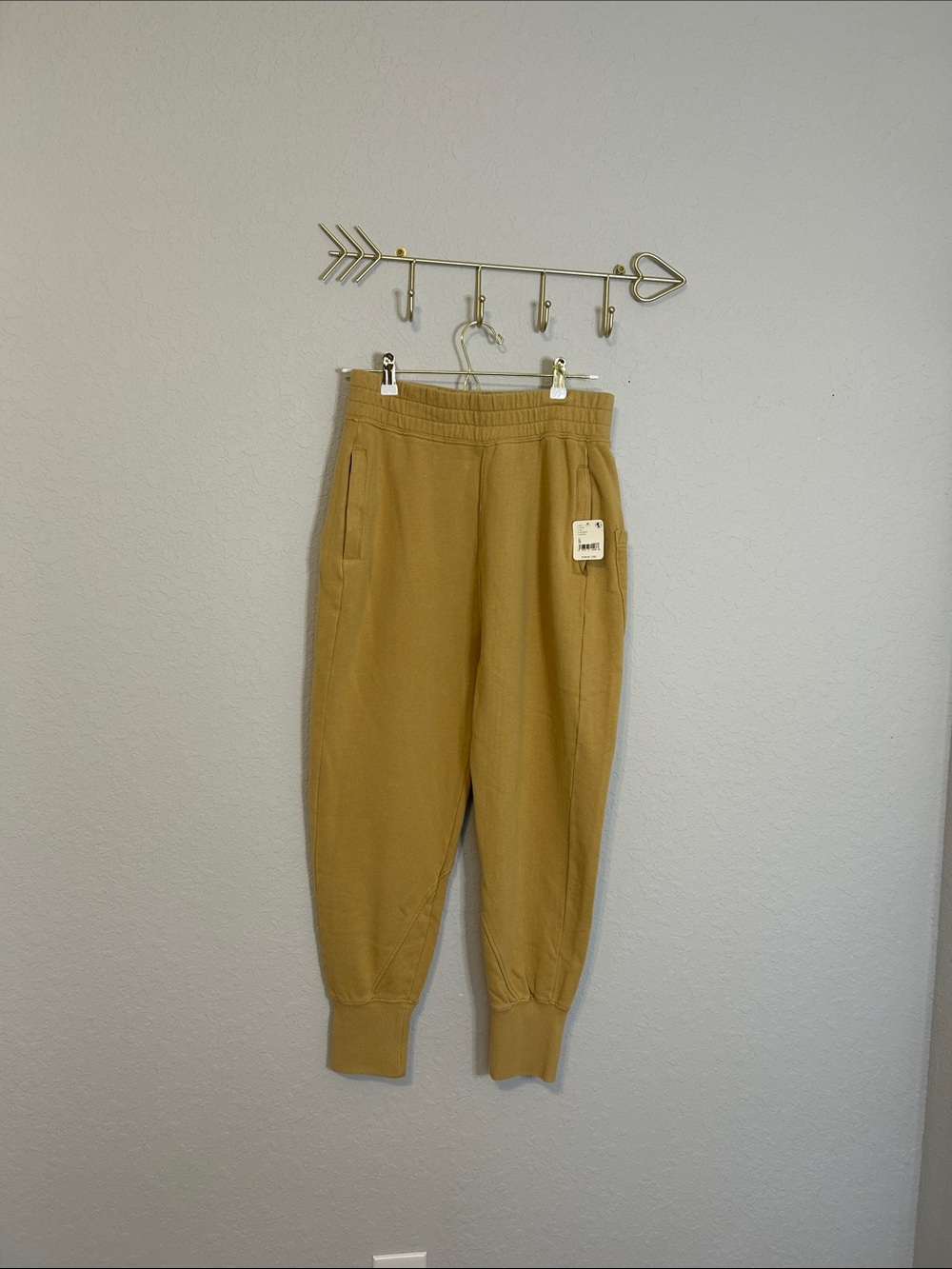 Free People FP Movement June Bug Joggers Neutral Tan Size Small NWT
